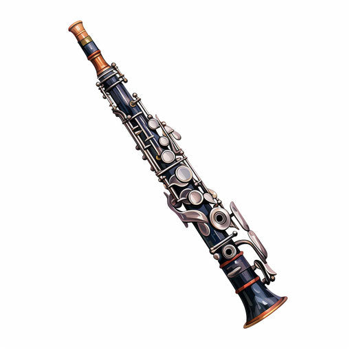 Clarinet clipart in the style of Oil painting, on a white background