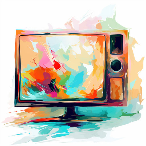 Television clipart in the style of Impressionistic Art, on a white background