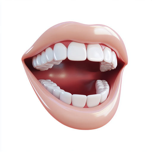 3D cartoon mouth in realistic style on flat white background