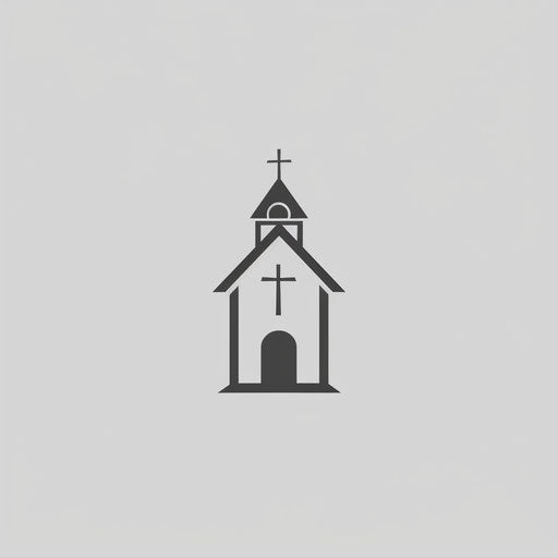 Minimalist church logo with grey background and simple shapes