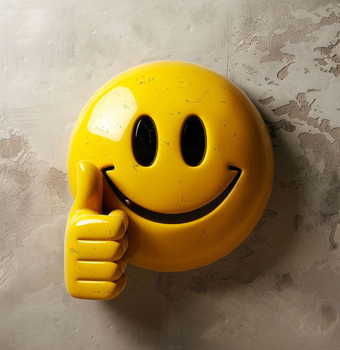 Yellow smile emoticon with thumbs up