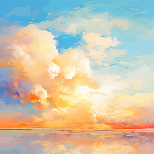 Clouds in the Impressionistic Art style, on white background