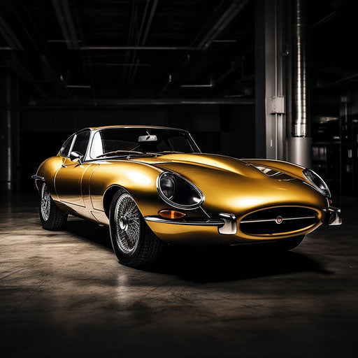 Golden Jaguar E Type Car