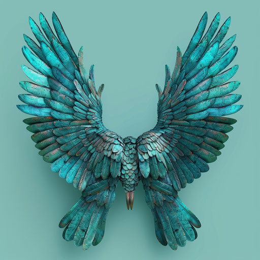 Photo realistic wings clipart on flat teal background