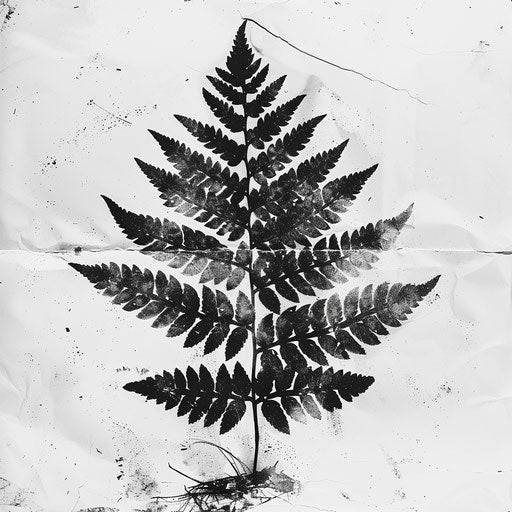Vintage etching style fern tattoo on vintage paper