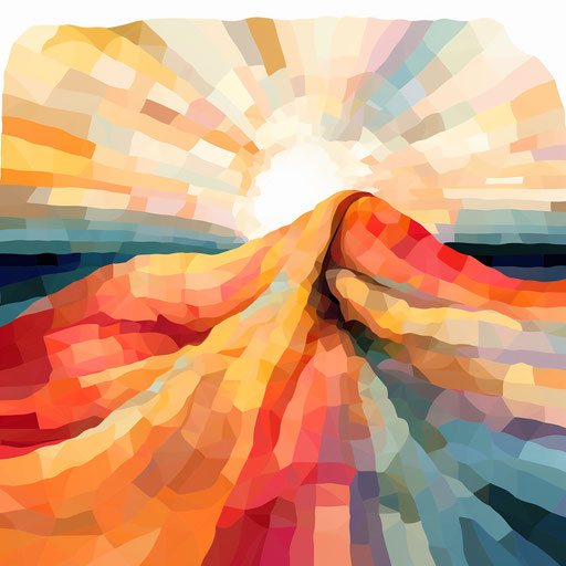 Quilt illustration in the Impressionistic Art style, on white background