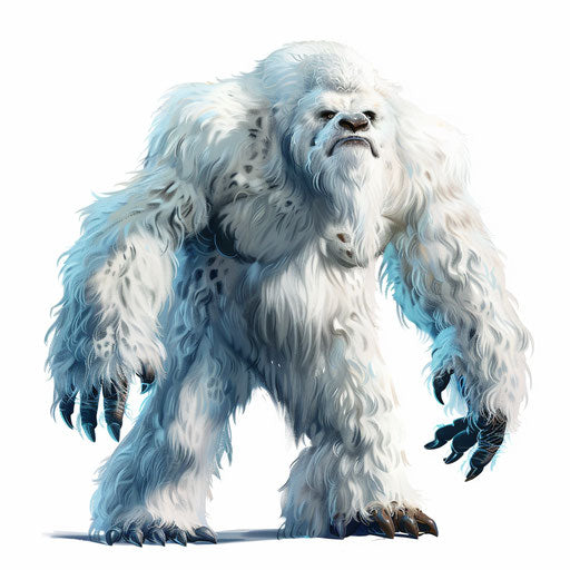 Yeti clipart in photo realistic style with a flat and white background