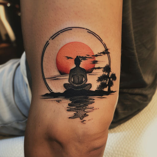 Meditative zen sunset tattoo