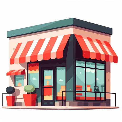 Minimalist style store clipart, on white background