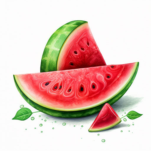 Watermelon clipart in the style of oil painting, on a white background
