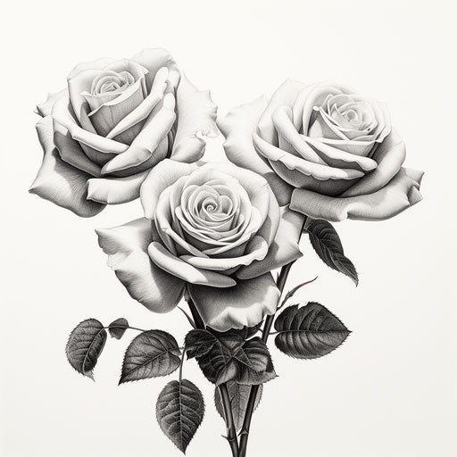 Pencil Drawing of Roses in Realistic Chicano Style