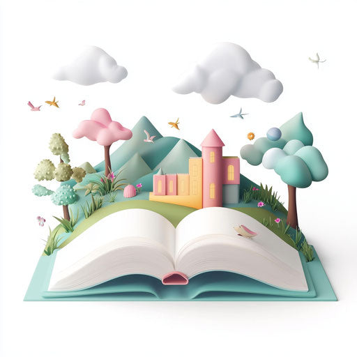 3D story in photorealistic style with flat white background, isolated clipart