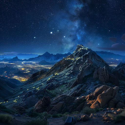Camelback Mountain under a clear starry night