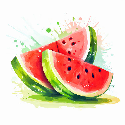 Watermelon clipart in the style of Impressionistic Art, on white background