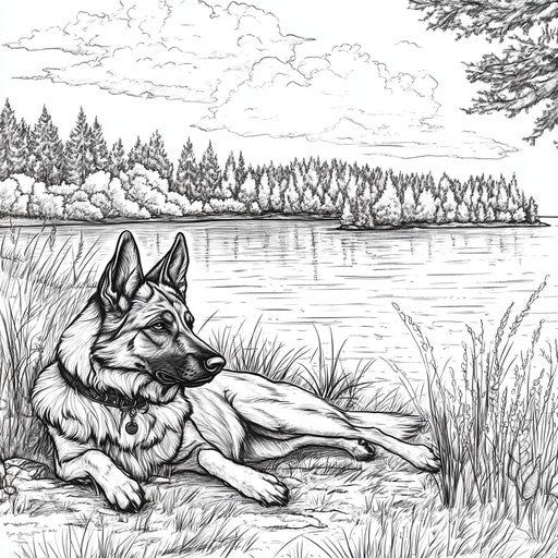 Child-Friendly German Shepherd Coloring Page - Learn & Grow