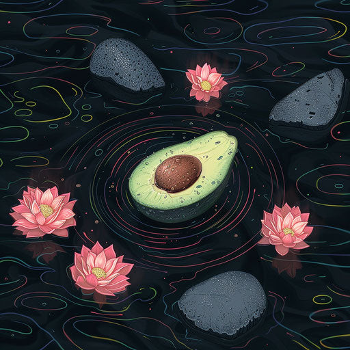 Tranquil avocado sketch in a zen garden