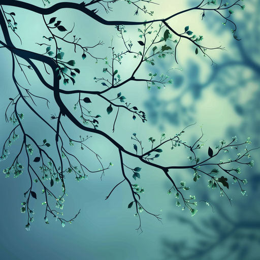 Realistic tree branch clipart on light blue background