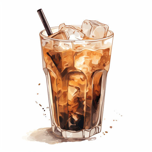 Iced coffee drawing in the style of Oil painting