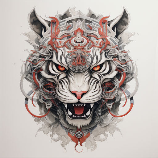 Asian tiger tattoo print in UHD