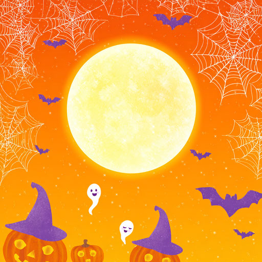 Halloween Night with Ghosts and Bats