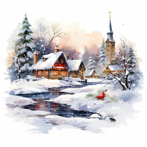 Christmas clipart in Oil painting style on white background