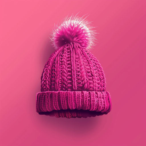 Winter hat on bright magenta background - Realistic portrayal
