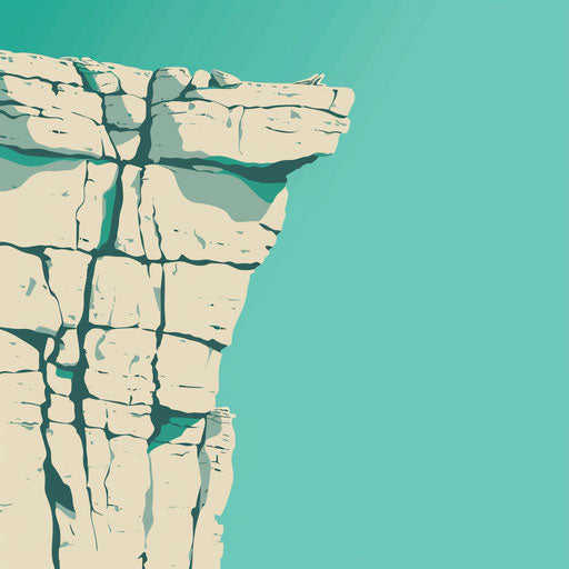 Realistic illustration of a cliff on flat turquoise background