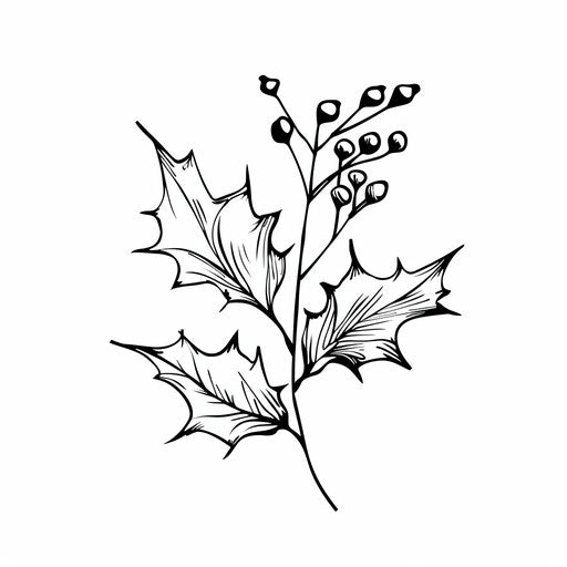 Delicate Holly tattoo in minimalist black on white