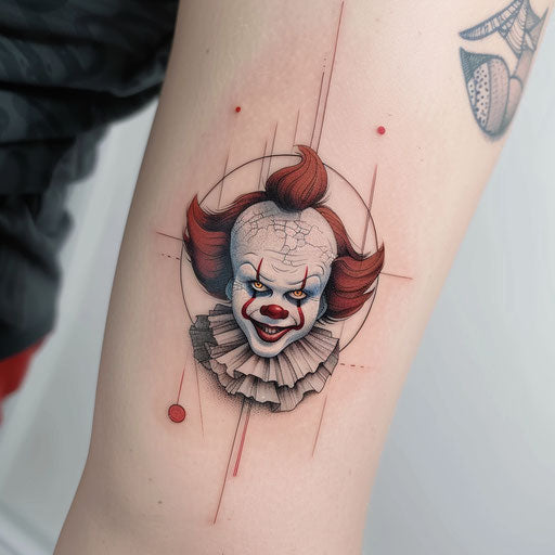 Minimalistic clown tattoo in modern art style