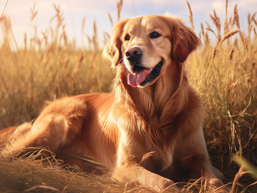 Golden retriever in field