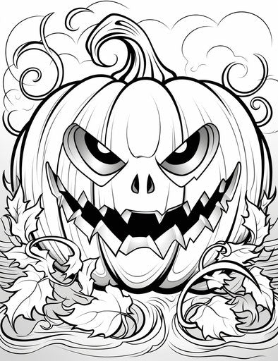 Coloring page of cute pumpkin with eyes