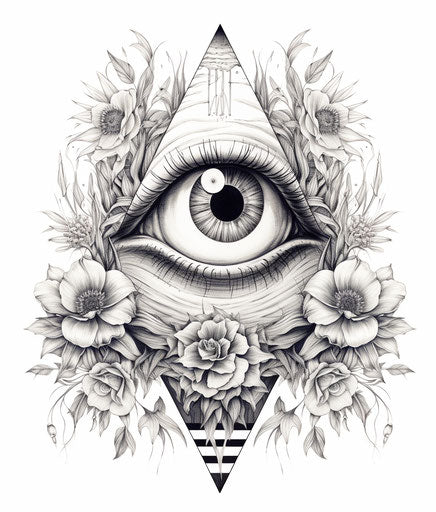 All-seeing triangle tattoo, vector pattern, dan hillier style