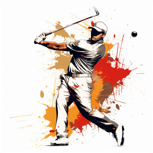 Golf illustration in the style of Chiaroscuro Art, on white background