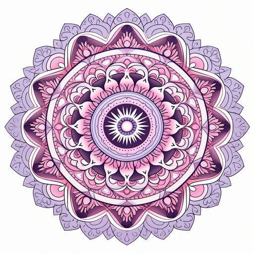 Colorful mandala pattern in pink and purple, indian motifs