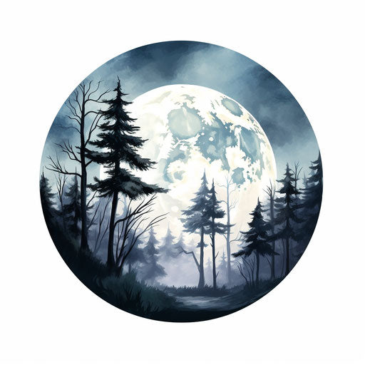 Full moon in Oil painting style on white background