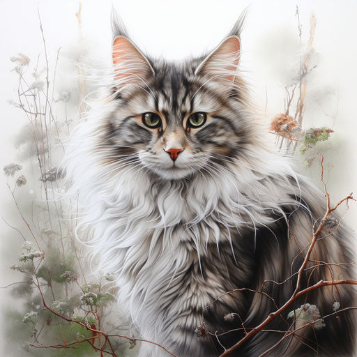 Drawing of the Norwegian forest cat