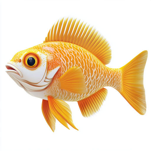 3D cute fish on flat white background