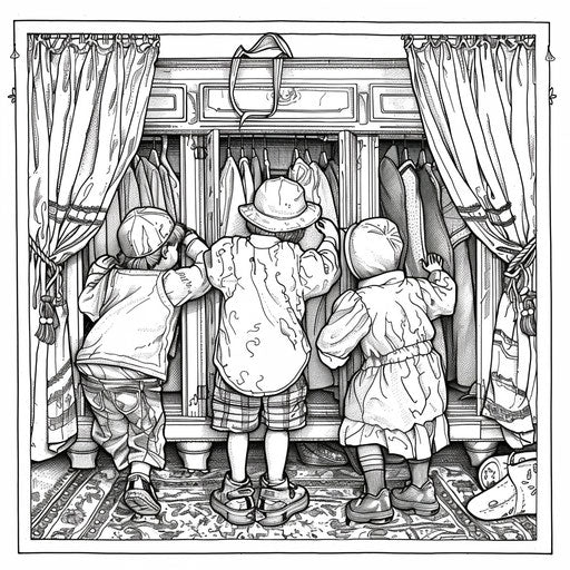 Kids playing with oversized clothes