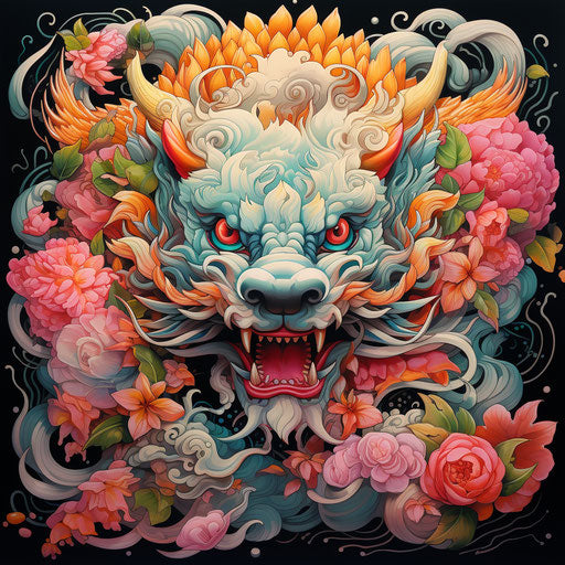 The dragon in a lotus flower poster