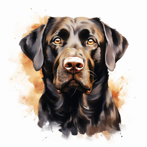 Labrador clipart in the style of oil painting, on white background