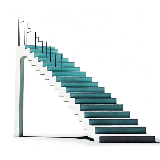 Minimalist style stairs illustration on white background