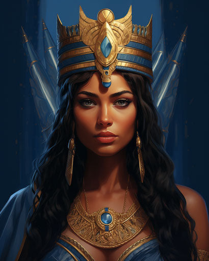 Portrait of an Egyptian woman in a blue crown