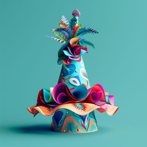 Realistic birthday hat clipart with flat teal background