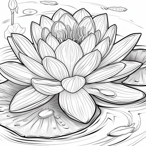 Lotus flower with detailed petals and water ripples