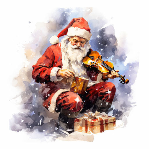 Xmas clip art in the style of Oil painting, on a white background
