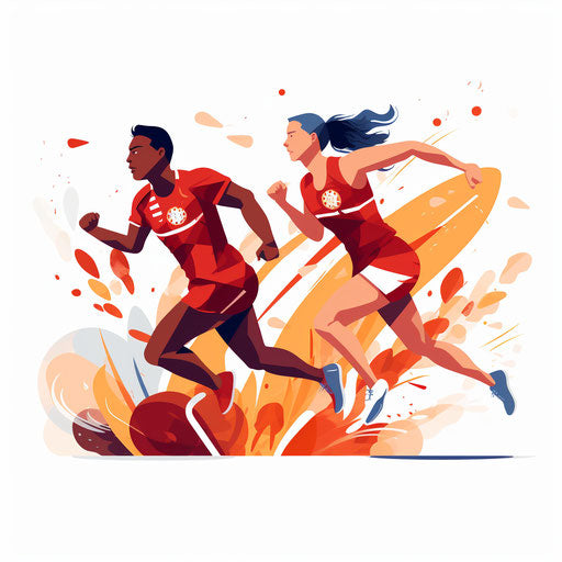 Sports Day Clipart in Minimalist Style on White Background