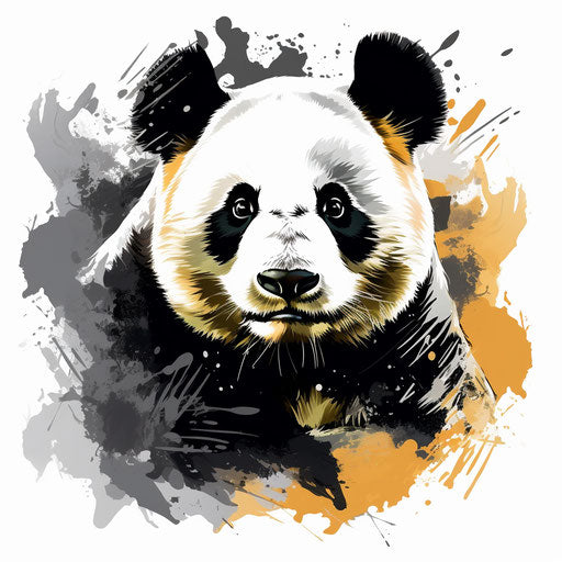 Panda in chiaroscuro style on white background