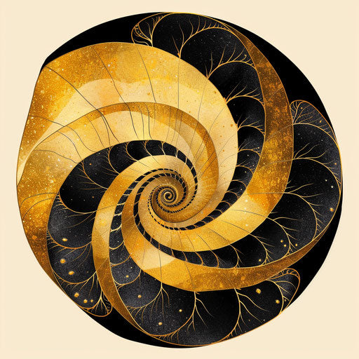 Elegant flat tattoo sketch of a golden spiral