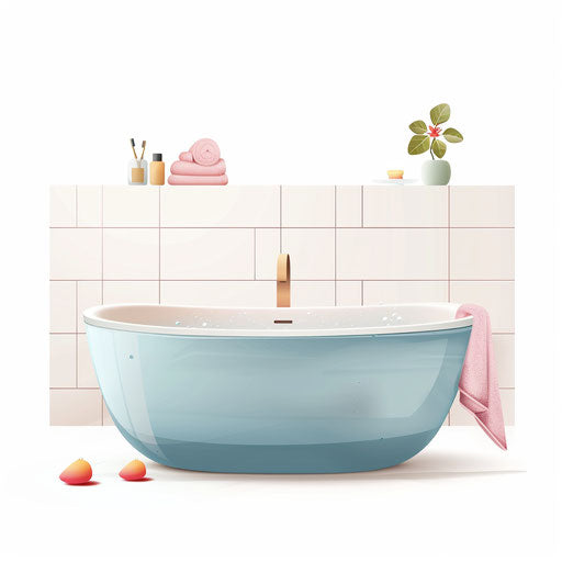 Bathtub clipart in photo realistic style on flat white background