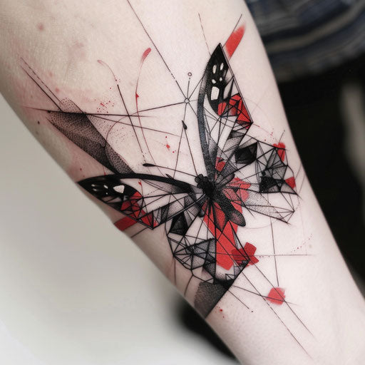 3D butterfly with black and red geometric shapes